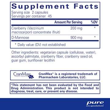 Pure Encapsulations Cranberry D-Mannose - Supports Urinary Tract Health* - with Cranberry Fruit Soli...