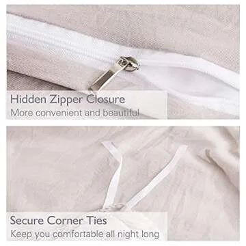 Andency Pom Pom Fringe Duvet Cover King Size (104x90 Inch), 3 Pieces (1 Solid Khaki Duvet Cover, 2 Pillowcases) Soft Washed Microfiber Duvet Cover Set with Zipper Closure, Corner Ties