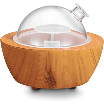 Elegant 280ml Essential Oil Diffuser with Glass and Wood Design for Home Aromatherapy