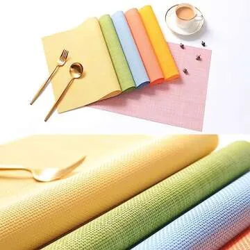 Zupro Placemats Set of 4 Washable Heat-Resistant Non Slip Braided Table Mats Woven PVC Vinyl Kitchen Dining Patio Table Place Mats for Dinner Parties BBQs Indoor and Ourdoor Use.18"x12"(Pink)