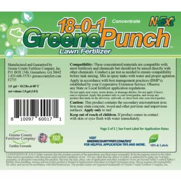 18-0-1 GreenePunch Bio-Stimulant One Quart (32 oz = Covers up to 2,000 sq ft) with Macro and Micronurients, Humic Acid and Sea Kelp