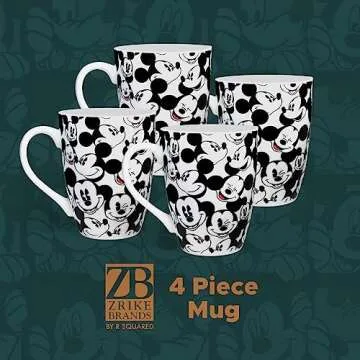 Disney Mickey All Over Coffee Mugs Set of 4 - Durable & Fun