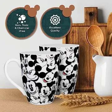 Mickey Mouse All Over Coffee Mugs Set of 4 - Dishwasher Safe