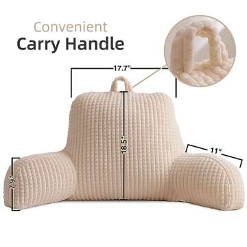 A Nice Night Reading Pillow Bed Wedge Large Adult Children Backrest with Arms Back Support for Sitti...