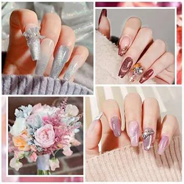 MIZHSE Reflective Glitter Cat Eye Gel Nail Polish 7ml, Sparkly Diamond Cateye Soak Off Gel Polish Magnetic Manicure Set for Nail Art Salon 12Pcs