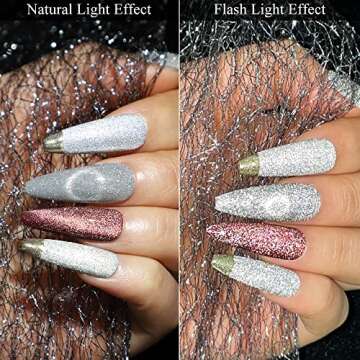 MIZHSE Reflective Glitter Cat Eye Gel Nail Polish 7ml, Sparkly Diamond Cateye Soak Off Gel Polish Magnetic Manicure Set for Nail Art Salon 12Pcs