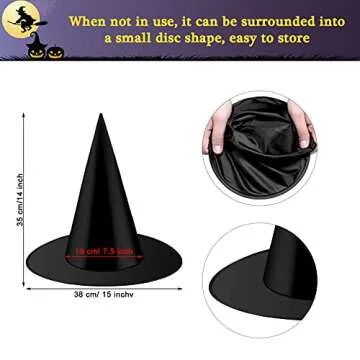 Sumind Halloween Witch Costume Accessory Plastic Witch Broom Kids Black Witch Hat Wizard Flying Broom for Halloween Cosplay(Classic Color,Simple Style)
