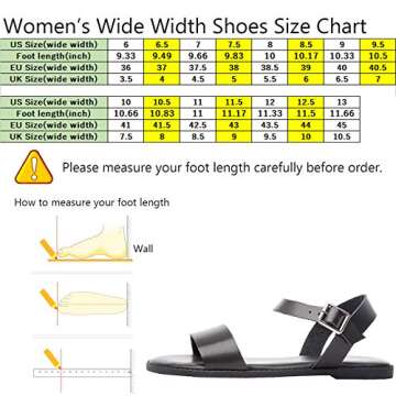 Women's Wide Summer Flat Sandals - Open Toe One Band Ankle Strap Flexible Shoes(180307 Black,9WW)