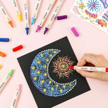 Grabie 36 Colors Dot Paint Acrylic Paint Pens, Acrylic Paint Markers Dual Tip (Fine 1mm + Dot 5mm), Acrylic Markers for Fabric, Canvas, Rock, Glass, Wood, Paper, DIY, Dot Markers for Adults