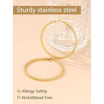 Gold Earrings Hoops Big Hoop Earrings for Women Hammered Loop Trendy Earrings