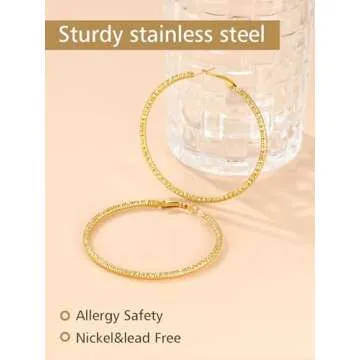 Gold Earrings Hoops Big Hoop Earrings for Women Hammered Loop Trendy Earrings