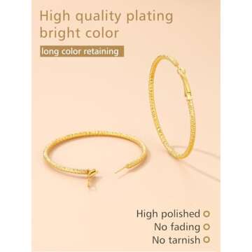 Gold Earrings Hoops Big Hoop Earrings for Women Hammered Loop Trendy Earrings