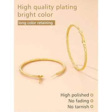 Gold Earrings Hoops Big Hoop Earrings for Women Hammered Loop Trendy Earrings