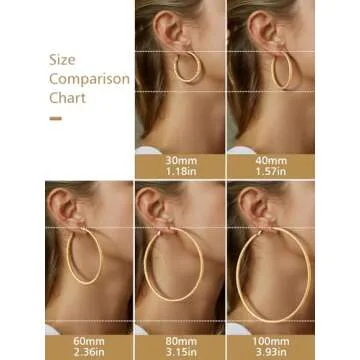 Gold Earrings Hoops Big Hoop Earrings for Women Hammered Loop Trendy Earrings