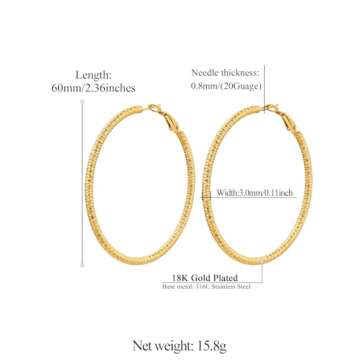 Gold Earrings Hoops Big Hoop Earrings for Women Hammered Loop Trendy Earrings