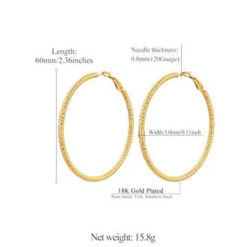 Gold Earrings Hoops Big Hoop Earrings for Women Hammered Loop Trendy Earrings