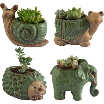 Cute Animal Succulent Pots Set for Indoor Decor