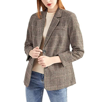 ebossy Women’s Notch Lapel Blazer with Deep Pockets