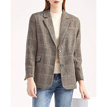 ebossy Women’s Notch Lapel Blazer with Deep Pockets