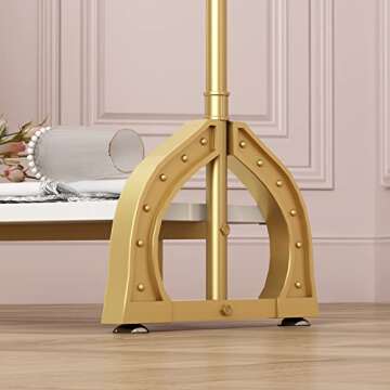 FONECHIN Gold Clothing Rack, Boutique Clothes Rack with Shelf for Display, Heavy Duty Garment Rack for Retail Use (47.24L)