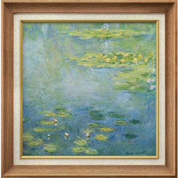 MUDECOR Premium Framed Wall Art Pastel Watercolor Water Lily Pond Claude Monet Classic Vintage Illus...