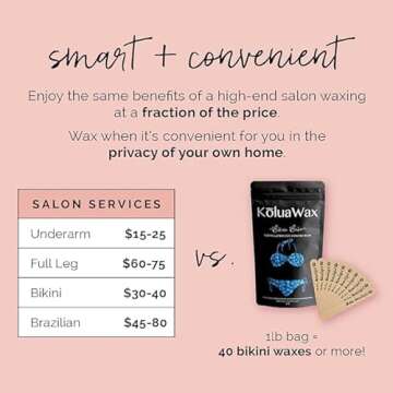 KoluaWax Hard Wax Beads for Hair Removal – Coarse Hair Formula – Face, Brazilian, Underarms, Back Chest, Bikini Waxing – Sea Salt & Surf, 1lb Refill for Wax Warmers & 10 Large Applicator Sticks