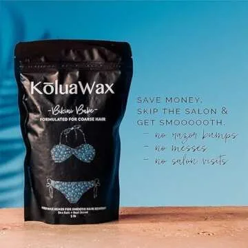 KoluaWax Hard Wax Beads for Hair Removal – Coarse Hair Formula – Face, Brazilian, Underarms, Back Chest, Bikini Waxing – Sea Salt & Surf, 1lb Refill for Wax Warmers & 10 Large Applicator Sticks