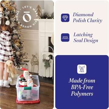 HOMZ 6-Pack Clear Storage Bins - Perfect for Holidays