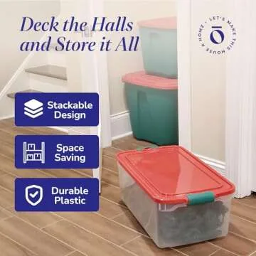 HOMZ 6-Pack Clear Storage Bins - Perfect for Holidays