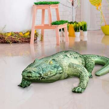 Jet Creations Alligator Inflatable 49" (76" Head to Tail) Long, Green with Armor Imprint, Realistic Wild Animal, Sports Team Mascot, Pool, Garden Decor, Photo Prop, Bird Deterrent, 1 pc