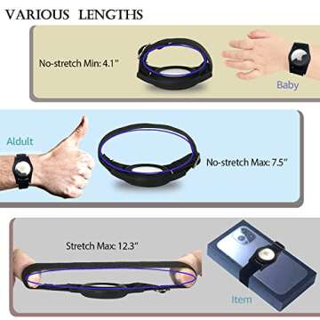 AirTag Bracelet for Kids, AirTag Holder with Stretchy Wristband, Anti-Lost Watch Band for Apple Air Tag, Adjustable Protective Case for Toddler Adults, Airtag Band for Wallet