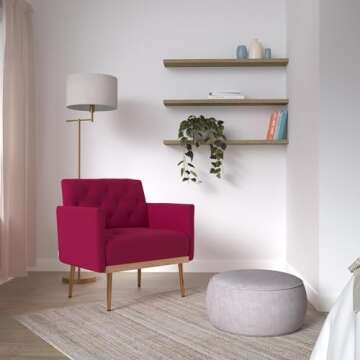 SZLIZCCC Square Velvet Accent Chair, Golden Metal Leg Single Sofa Chair, Living Room Chair, Bedroom ...