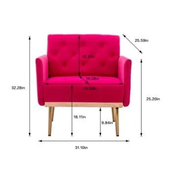 SZLIZCCC Square Velvet Accent Chair, Golden Metal Leg Single Sofa Chair, Living Room Chair, Bedroom Chair, Coffee Chair, Reception Chair (Rose red)