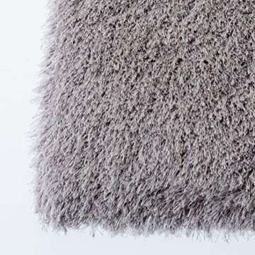 SAFAVIEH Venice Shag Collection Area Rug - 5' x 7', Silver, Handmade Glam, 3-inch Thick Ideal for Hi...