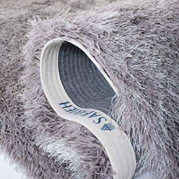 SAFAVIEH Venice Shag Collection Area Rug - 5' x 7', Silver, Handmade Glam, 3-inch Thick Ideal for High Traffic Areas in Living Room, Bedroom (SG256S)