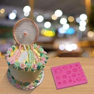 SIENON 33-Cavity Rose Flowers & Leaves Silicone Mold for Crafting