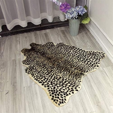 Leopard Print Faux Fur Rug for Stylish Home Decor