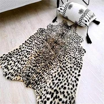 Leopard Print Faux Fur Rug for Stylish Home Decor