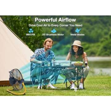 Geek Aire 12" Portable Battery Operated Fan with Metal Blade, 360 Vertical Tilt, 20h Run Time Cordless Fan for Camping Travel Tent Hurricane Home