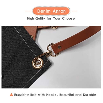 LANDY Adjustable Denim Bib Apron for Men & Women with Pockets
