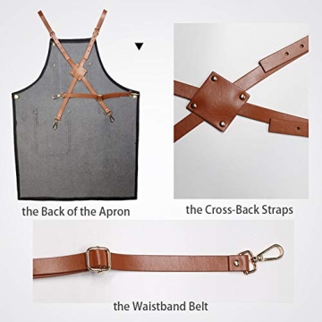 LANDY Adjustable Denim Bib Apron for Men & Women with Pockets