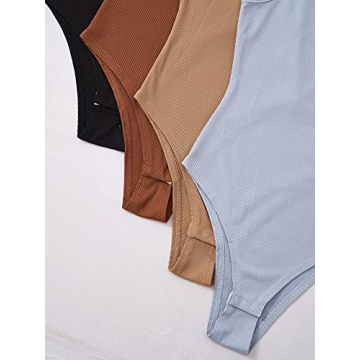 MakeMeChic Women's Plus Size 4pcs Bodysuit Pack