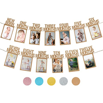 PartyHooman 1st Birthday Photo Banner for Milestones