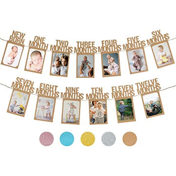 PartyHooman 1st Birthday Photo Banner for Milestones