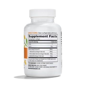 Whole Foods Market Evening Primrose Oil 500mg Premium Supplement
