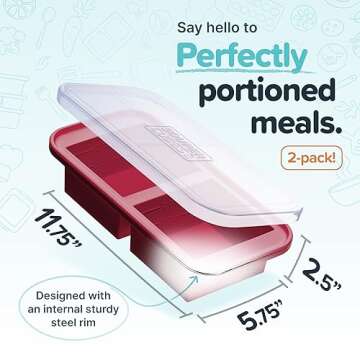 Souper Cubes 2 Cup Silicone Freezer Tray with Lids, Perfect for Storing Lasagna, Leftovers, Sauces, Portioned Meals and More, Silicone Soup Freezer Molds for Meal Prepping - Cranberry - 2-Pack