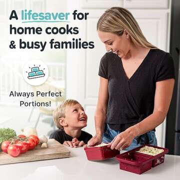 Souper Cubes 2 Cup Silicone Freezer Tray with Lids, Perfect for Storing Lasagna, Leftovers, Sauces, Portioned Meals and More, Silicone Soup Freezer Molds for Meal Prepping - Cranberry - 2-Pack