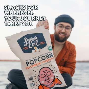 LesserEvil No Cheese Cheesiness Organic Popcorn, Premium Quality, Minimally Processed, No Vegetable Oil, 4.6 Oz, Pack of 3.