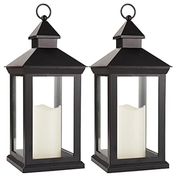 Bright Zeal 14 Inch IP44 Waterproof Outdoor Lanterns - Elegant Battery Powered LED Decorative Lanter...