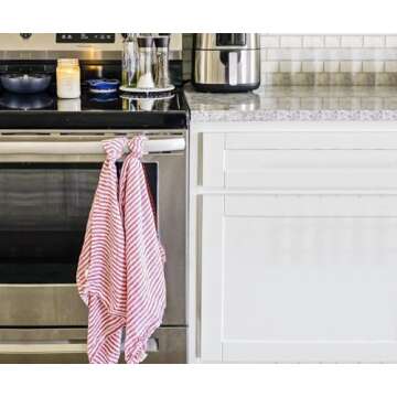 Red Hand Towels in Pure Linen Set - Stylish & Functional Kitchen Essential